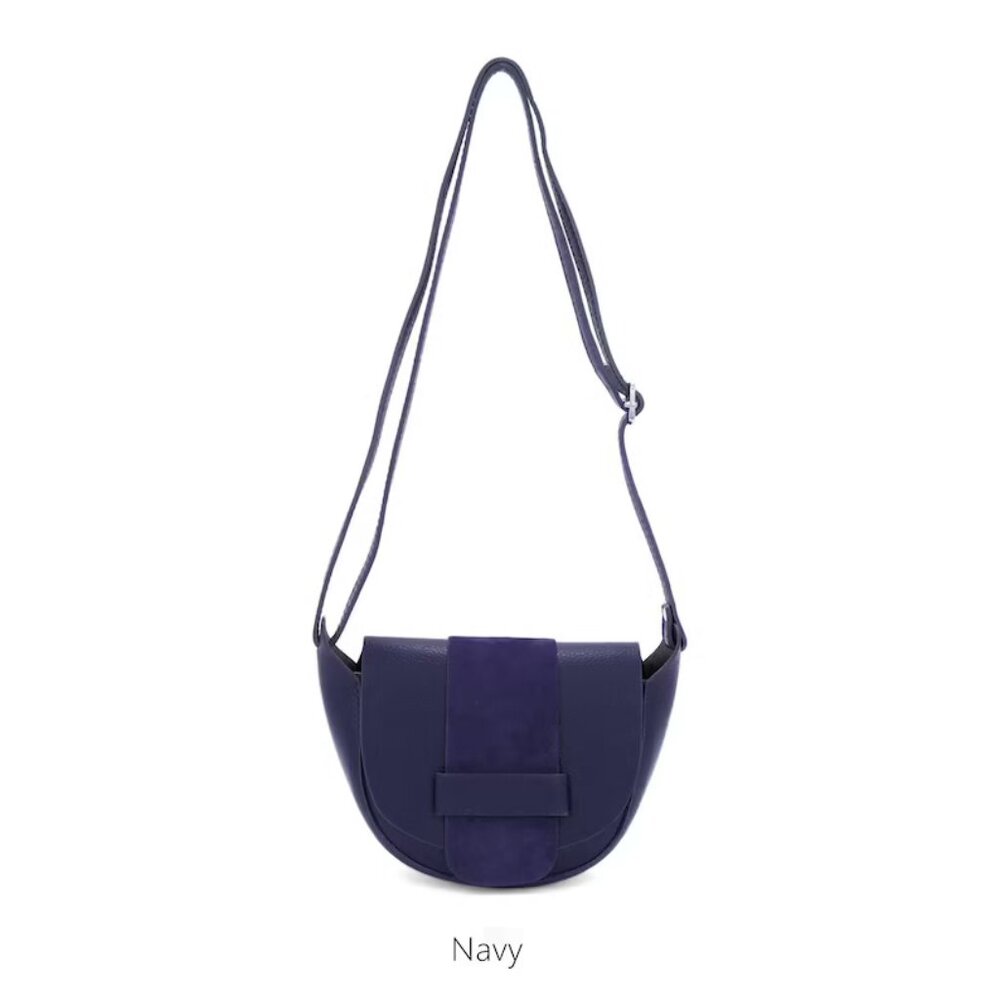 Caviar Leather Half Moon Flap Bag Made in Italy